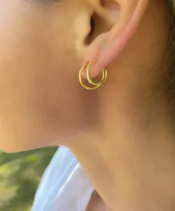 AND COPENHAGEN Shiny Double Swirl Hoops