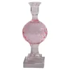 C'EST BON Høj krystal stage på fod med graveringer, pink, 25 cm