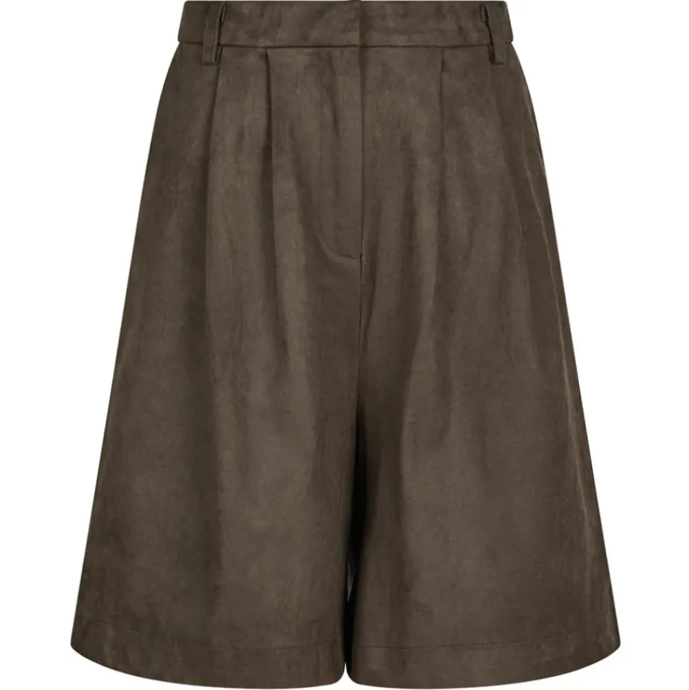 NEO NOIR Nika Faux Suede Bermuda Shorts Dark Brown