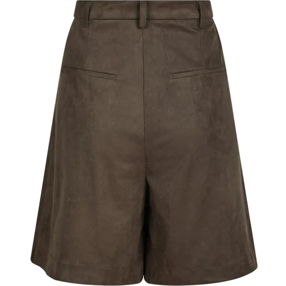 NEO NOIR Nika Faux Suede Bermuda Shorts Dark Brown