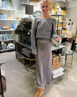 NEO NOIR Vicky Heavy Sateen Skirt Warm Grey